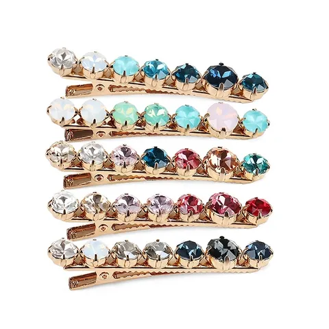 Fermagli per Capelli Vintage in Lega con Strass Colorati a Sfumatura con Cristallo Rotondo a Becco d'Anatra Accessori Moda per Donna Fatti a Mano