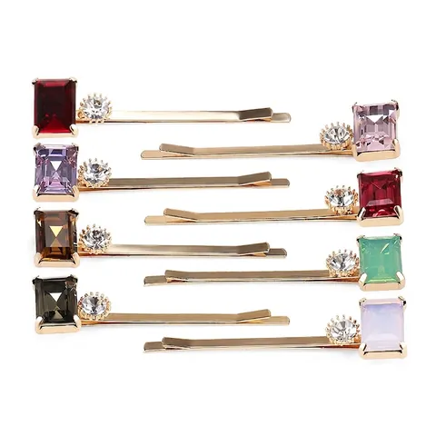 Pince à Cheveux de Luxe en Alliage Cristal Rectangle Strass Élégant Coloré Géométrique Épingle pour Femme Fête Quotidien