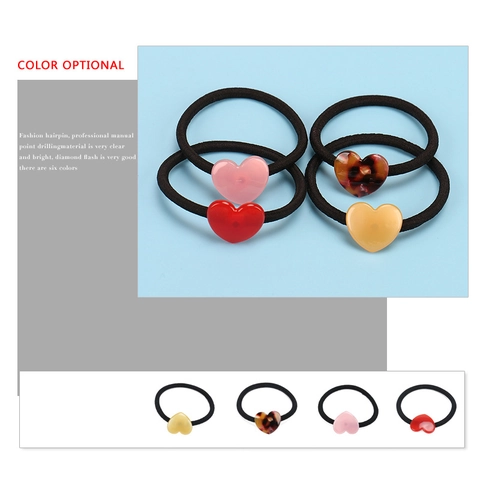 Élastique à Cheveux en Forme de Cœur Acétate de Cellulose Porte Queue de Cheval Style Coréen Accessoires Cheveux Mode Bijoux Femme