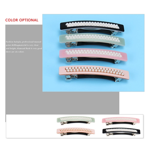 Semplice Elegante Fermaglio per Capelli a Molla in Acetato Rettangolare Con Künstliche Perle Sintetiche Accessori per Capelli Donna