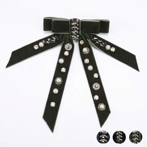 Vintage Samt Schleife Haarspangen Für Damen Strass Künstliche Perlen Verziert Elegante Federclip Große Haarnadel Bankett Kopfschmuck