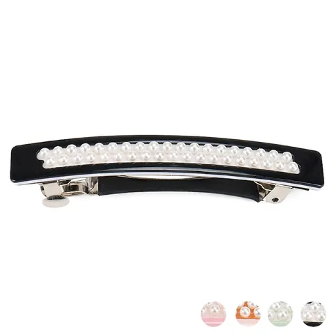Semplice Elegante Fermaglio per Capelli a Molla in Acetato Rettangolare Con Künstliche Perle Sintetiche Accessori per Capelli Donna