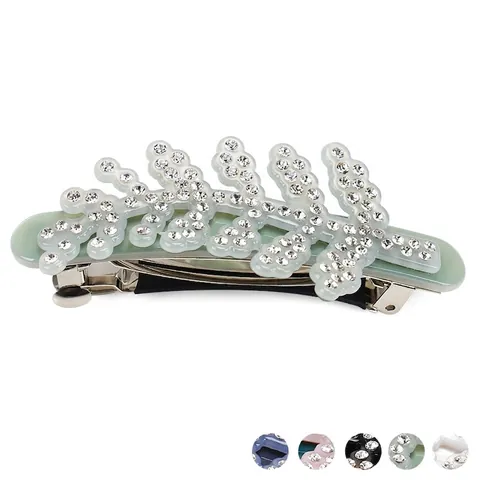 Vintage Acetat Blatt Form Haarklammer Für Damen Mit Funkelndem Strass Eingelegtes Handgefertigtes Haar Accessoire Federclip Kopfschmuck
