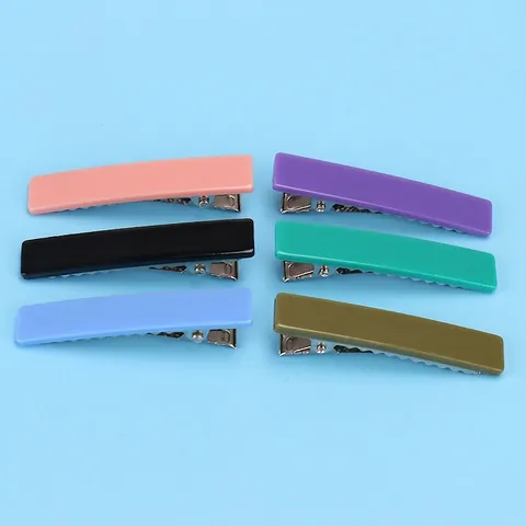 Pinza para el Cabello de Acrílico Geométrica Hecha a Mano Color de Caramelo Rectangular Clip de Pico de Pato Accesorios para el Cabello de Mujer