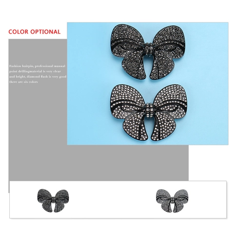 Grote Acetaat Strik Strass Haarclip Elegante Veerclip Paardenstaart Clip Vintage Handgemaakte Mode Haaraccessoires Voor Dames