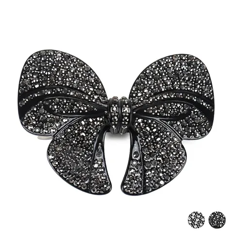 Grote Acetaat Strik Strass Haarclip Elegante Veerclip Paardenstaart Clip Vintage Handgemaakte Mode Haaraccessoires Voor Dames