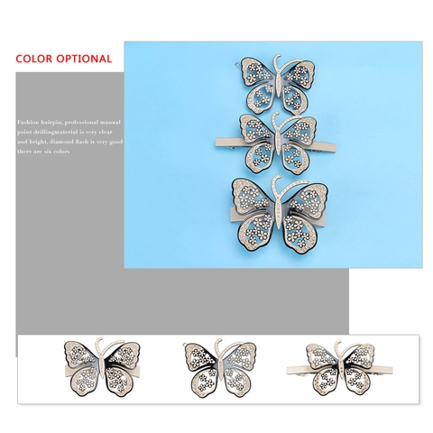 Elegante Acetaat Vlinder Haarclip Strass Opengewerkte Strik Barrette Handgemaakte Mode Haaraccessoires Voor Dames