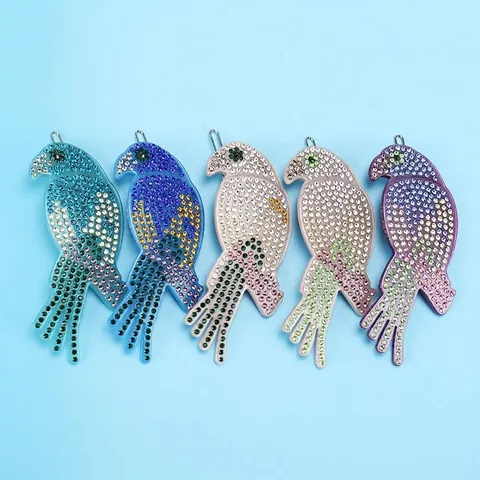 Fermaglio per Capelli a Forma di Pappagallo in Acetato di Francia con Strass Fatto a Mano Animale Uccello Accessori per Capelli Donna