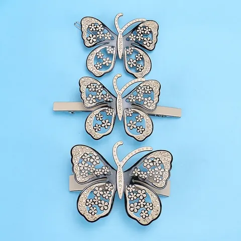 Elegante Acetaat Vlinder Haarclip Strass Opengewerkte Strik Barrette Handgemaakte Mode Haaraccessoires Voor Dames