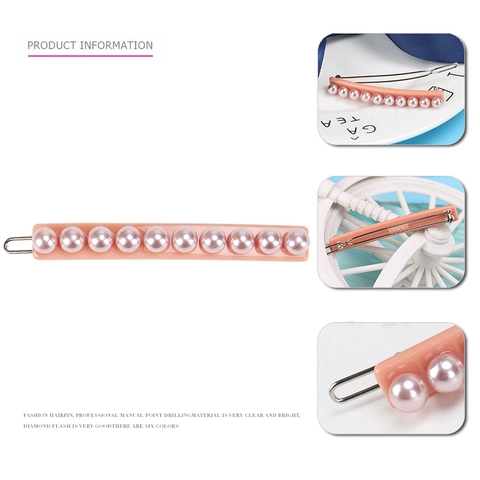 Fermaglio per Capelli in Acetato di Cellulosa con Künstliche Perle Retrò Francese Elegante Molletta Rettangolare per Frangia da Donna Gioielli