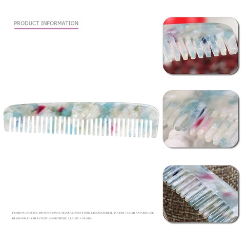 Vintage Acetate Hair Comb Marble Texture Anti Static Portable Fine Tooth Dressing Comb For Women Hair Styling