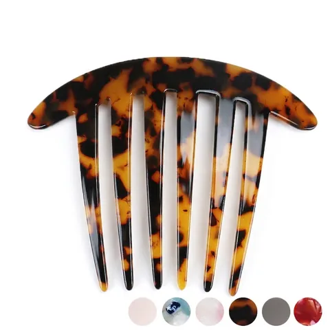 Pettine per Capelli a 7 Denti in Acetato di Francia Vintage Motivo Marmo Tartarugato Pettine Laterale Accessorio Donna