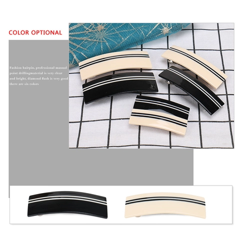 Minimalistischer Französischer Acetat Gestreifter Haarspangen Elegante Rechteckige Cremeweiß Schwarz Geometrische Haarschmuck Für Damen