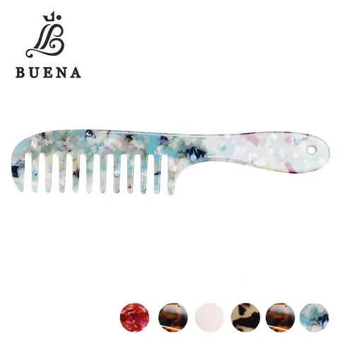 Korean Style Acetate Tortoiseshell Hair Comb For Women Minimalist Marble Texture Wide Tooth Hair Styling Tool Accessories