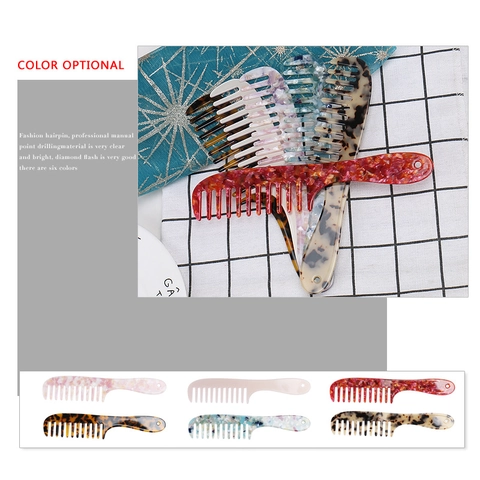 Korean Style Acetate Tortoiseshell Hair Comb For Women Minimalist Marble Texture Wide Tooth Hair Styling Tool Accessories