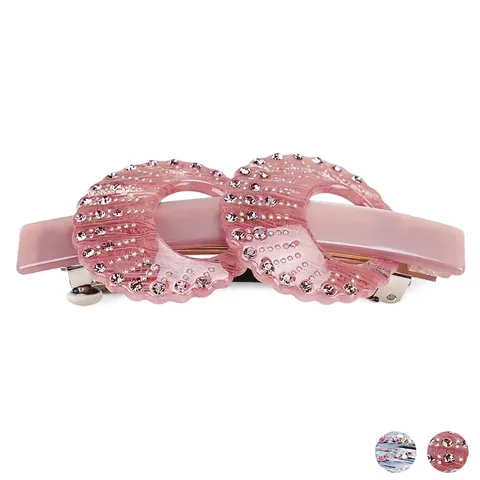 Pinza para el Cabello Elegante de Acetato con Strass Diseño Redondo Hueco Clip de Resorte Accesorios para el Cabello Mujer
