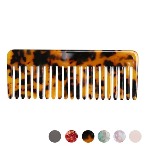 Acetate Wide Tooth Hair Comb Retro Marble Tortoiseshell Detangling Comb For Thick Curly Hair Women Styling Tool
