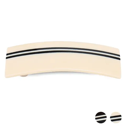 Minimalistischer Französischer Acetat Gestreifter Haarspangen Elegante Rechteckige Cremeweiß Schwarz Geometrische Haarschmuck Für Damen