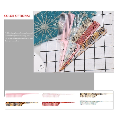 Professional Acetate Rat Tail Comb Fine Tooth Sectioning Hair Styling Comb For Salon Home Use Marble Tortoise Pattern Tool