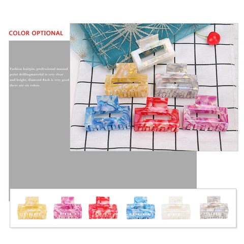 Elegant French Acetate Marble Pattern Hair Claw Clip Square Large Hair Shark Clip For Thick Hair Daily Women Hair Accessories