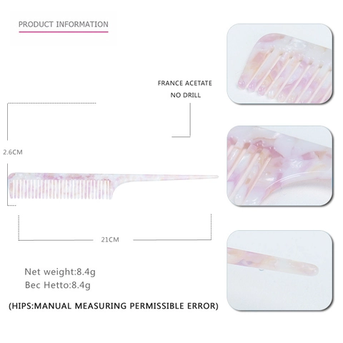 Professional Acetate Rat Tail Comb Fine Tooth Sectioning Hair Styling Comb For Salon Home Use Marble Tortoise Pattern Tool