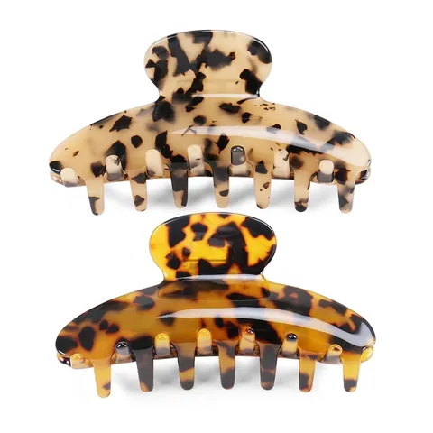 Pinza per Capelli Grande in Acetato di Cellulosa Vintage Leopardato Tartarugato Accessorio per Capelli da Donna