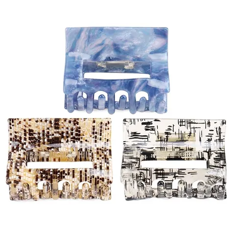 Grandi Pinze per Capelli Quadrate in Acetato di Cellulosa con Motivi a Mosaico di Marmo Clip Geometriche per Capelli Accessori Moda per Donna