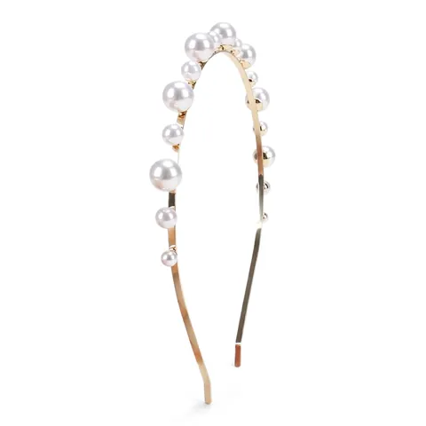 Eleganter Gold Legierung Perlen Stirnband Minimalistisch Braut Hochzeit Haar Accessoire Mit Künstlicher Perle Damen Kopfschmuck