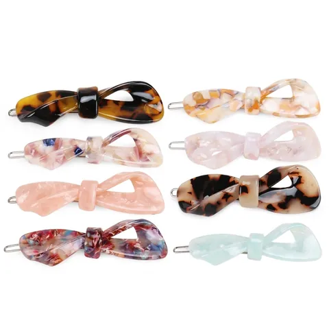 Koreaanse Stijl Celluloseacetaat Vlinder Haarklem Elegant Marmer Schildpad Patroon Zijclip Voor Vrouwen Dagelijkse Accessoires