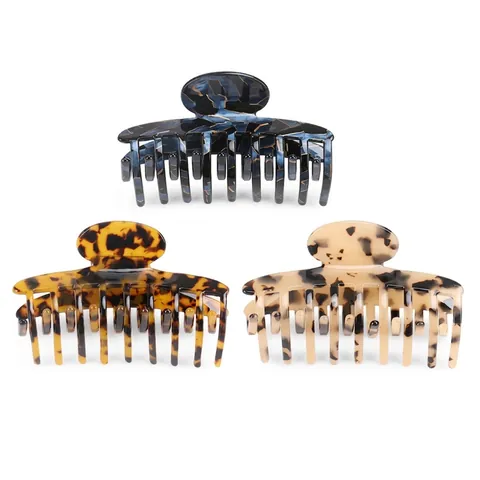 Grote Celluloseacetaat Haarklem Voor Dames Luipaard Schildpad Marmerpatroon Handgemaakte Geometrische Haaraccessoires