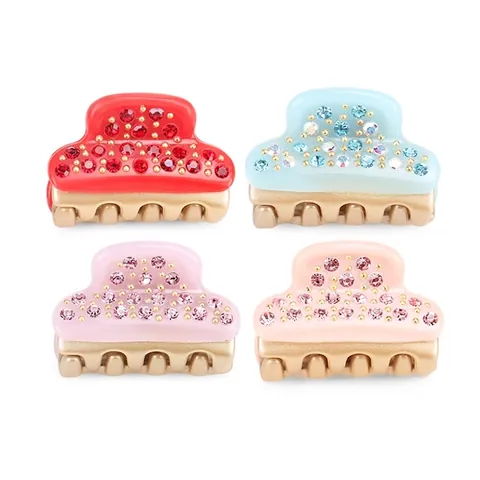 Pinza per Capelli Piccola in Acetato di Cellulosa Francese Vintage Con Strass Elegante Mini Molletta per Capelli Donna