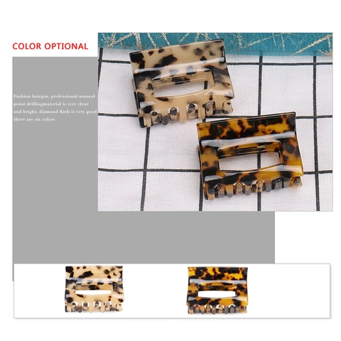 Vintage Tortoiseshell Cellulose Acetate Hair Claw Clip Hollow Geometric Square Medium Hair Catch Clip For Women Hair Accessories