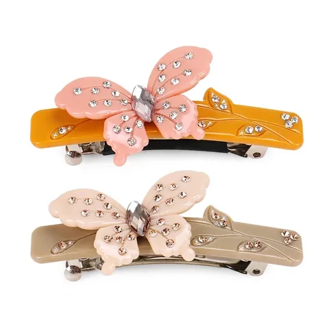 Fermaglio per Capelli a Farfalla in Acetato di Cellulosa con Strass di Alta Qualità Vintage Dolce Accessorio per Capelli Donna
