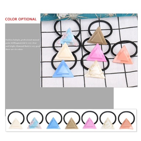 Coletero de Triángulo de Acetato de Celulosa Geométrico Minimalista para Mujer Cuerda de Pelo Elástica de Mármol Accesorios