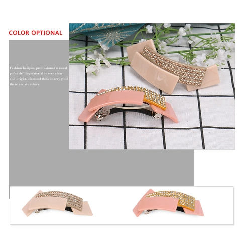 Eleganter Zelluloseacetat Geometrisches Patchwork Haarklammer Mit Strass Eingelegt Metall Federclip Haarschmuck Für Damen
