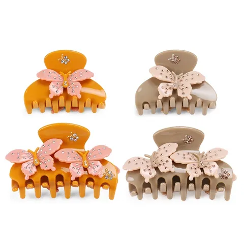 Pinza para el Cabello de Mariposa de Acetato de Celulosa Retro Con Diamantes de Imitación Elegante Pinza de Estilo Coreano para Mujer