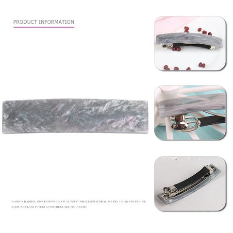 Pinza De Pelo Rectangular De Acetato Dulce De Moda Pasador Con Patrón De Mármol Colorido Clip De Resorte Hecho A Mano Para Accesorios De Peinado Para Mujeres