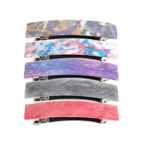 Pinza De Pelo Rectangular De Acetato Dulce De Moda Pasador Con Patrón De Mármol Colorido Clip De Resorte Hecho A Mano Para Accesorios De Peinado Para Mujeres