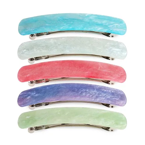 Elegante Molletta per Capelli Rettangolare in Acetato con Texture Marmorea Semplice Clip a Molla Geometrica Fermagli Fatti a Mano per Donna