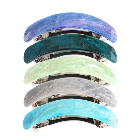 Pince à Cheveux en Acrylique Texture Marbre pour Femmes Barrette à Ressort Géométrique Support de Queue de Cheval Style Forêt