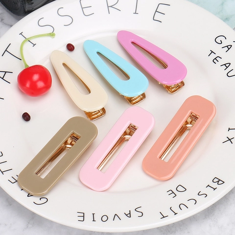 Minimalist Acetate Marble Pattern Rectangular Water Drop Duckbill Hair Clips For Women Daily Fashion Hair Accessories