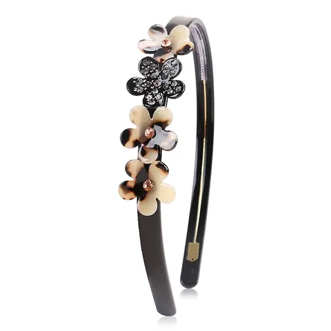 Eleganter Zelluloseacetat Blumen Haarreif Für Damen Retro Schildpatt Floral Strass Haarreif Dekoratives Modeaccessoire