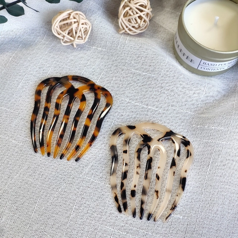 Handmade French Vintage Cellulose Acetate Hair Comb Elegant Tortoiseshell Hair Insert For Women Hair Styling Retro Headwear