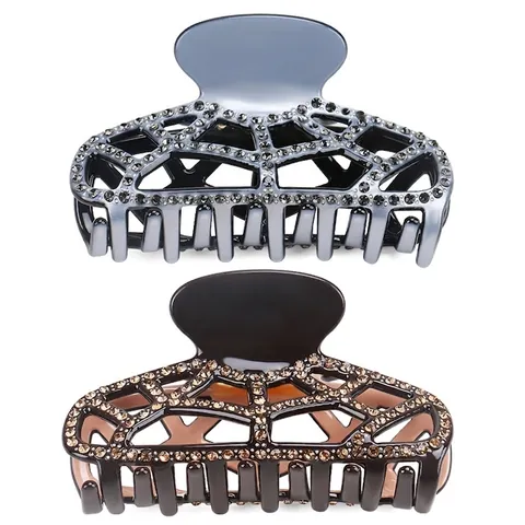 Pinza per Capelli in Acetato di Cellulosa con Strass Grande Geometrica Traforata Accessorio per Acconciature da Donna