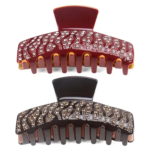 Luxuriöse Zelluloseacetat Haarklammer Für Damen Handgefertigt Mit Strass Geometrischer Haarschmuck Styling-Tools