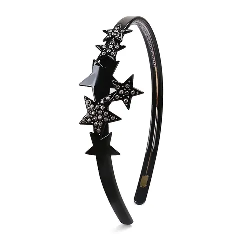 Diadema de Acetato con Estrella y Strass Elegante Cinta para el Pelo Negra Estilo Francés Minimalista Accesorio para Mujer Fiesta