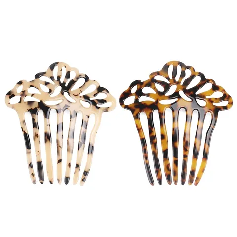 Vintage Opengewerkte Celluloseacetaat Haarkam Voor Dames Chinese Stijl Schildpadpatroon Elegante Haarstyling Tool