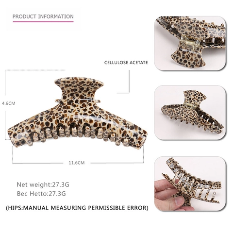Molletta per Capelli in Acetato Grande Stile Coreano Stampa Leopardata Clip a Squalo Fatta a Mano Vintage Texture Marmo Accessori Donna