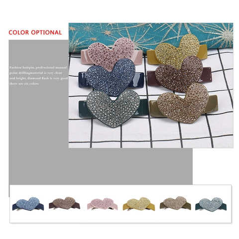 Fermaglio per Capelli a Cuore in Acetato di Cellulosa Con Strass Scintillanti Elegante Fermaglio a Molla Automatico per Donna Ragazza Accessori per Capelli