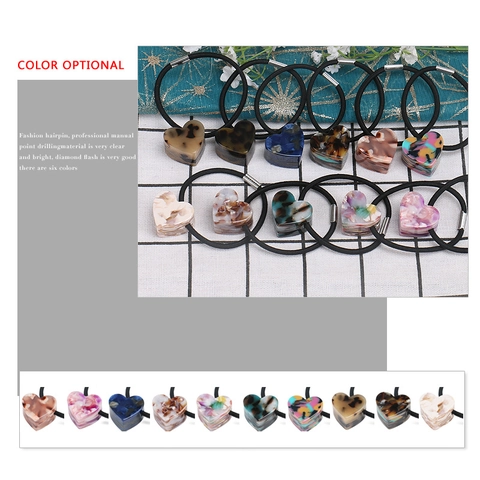 Celluloseacetaat Hart Haarelastiek Hoge Elasticiteit Rubberen Band Marmer Schildpad Patroon Ponytail Houder Vrouwen